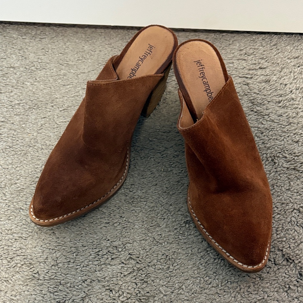 Jeffrey Campbell Brown Suede Pointed Toe Mule Heels